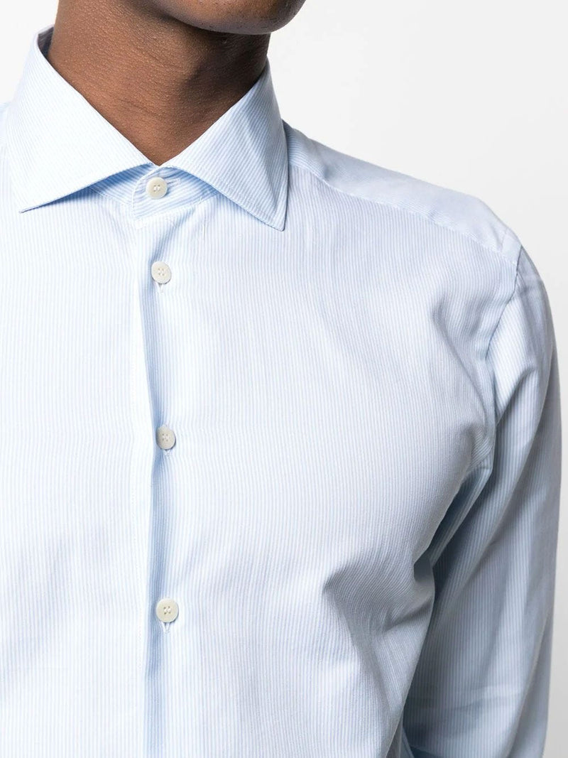 Camisa de listas azul celeste y blanco