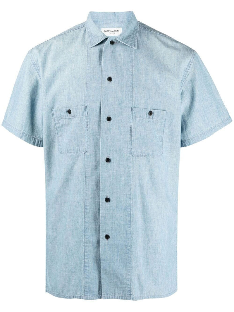 Camisa en denim vintage azul grisáceo