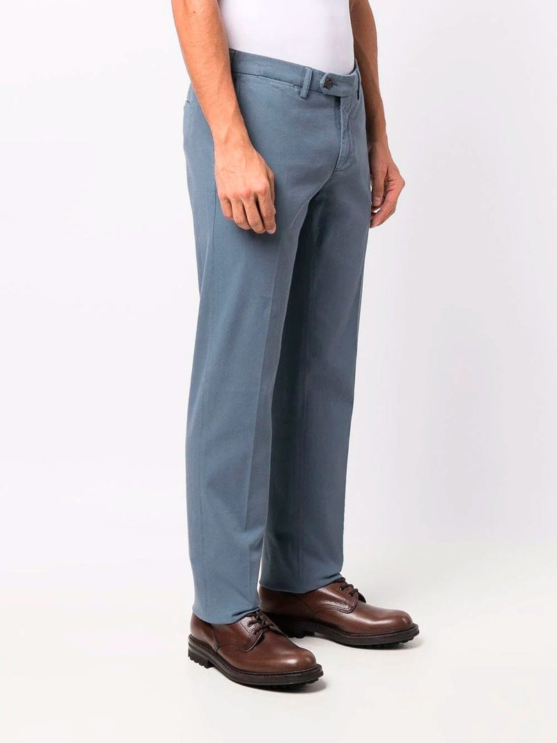 Pantalón recto de algodón azul grisáceo