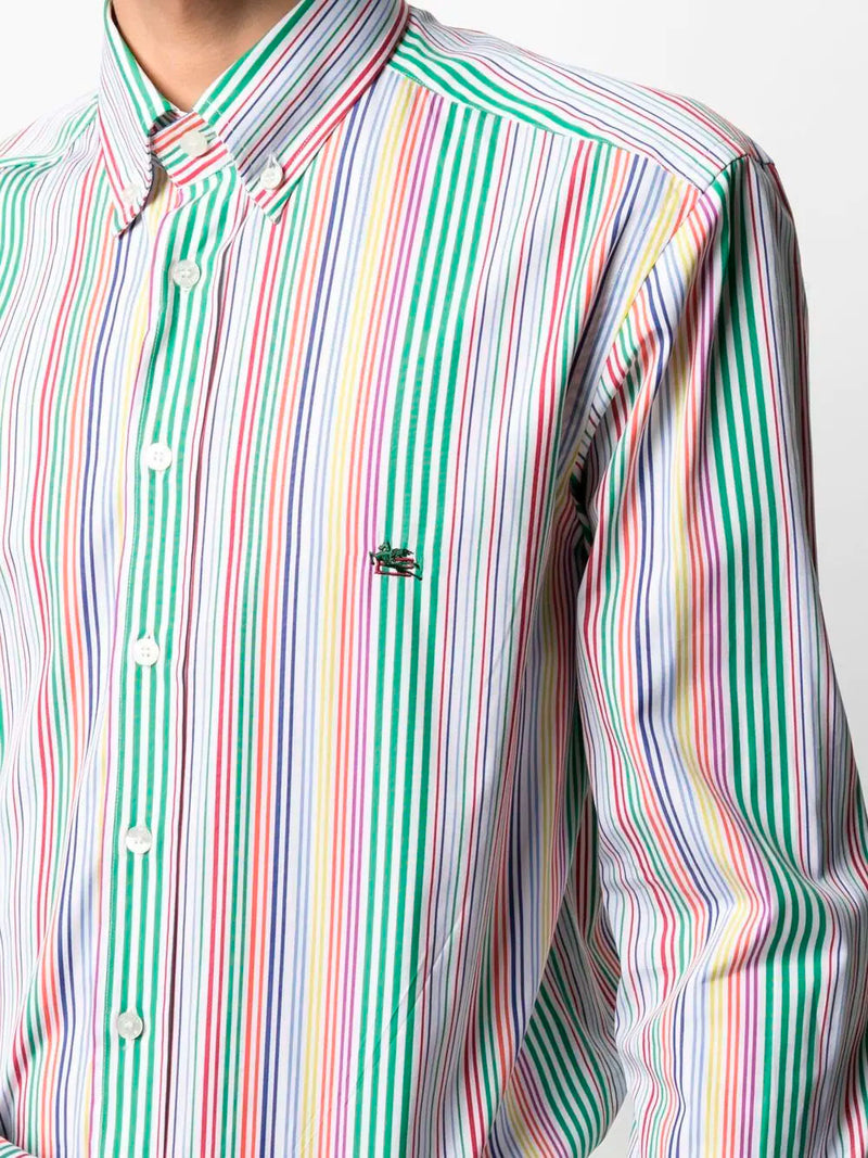 Camisa de algodón con listas multicolor