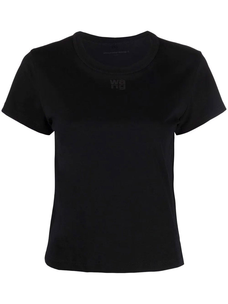 Camiseta negra con logo estampado