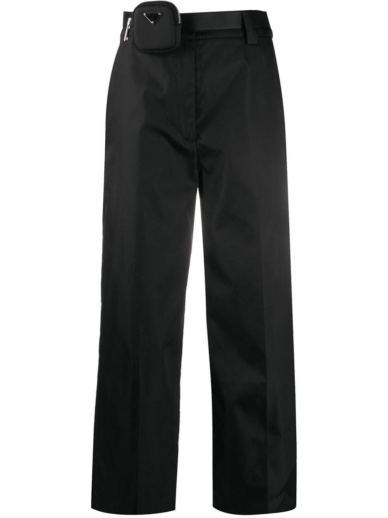 Pantalón en nailon negro con cinturón