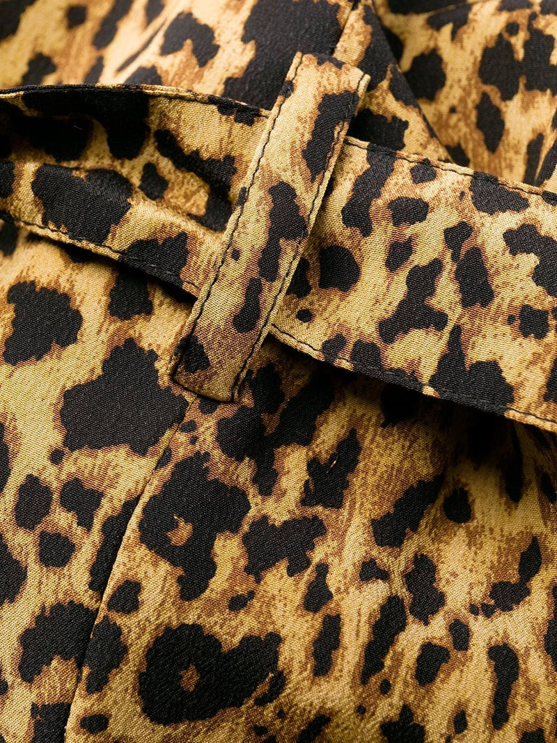 Vestido en seda con estampado de leopardo