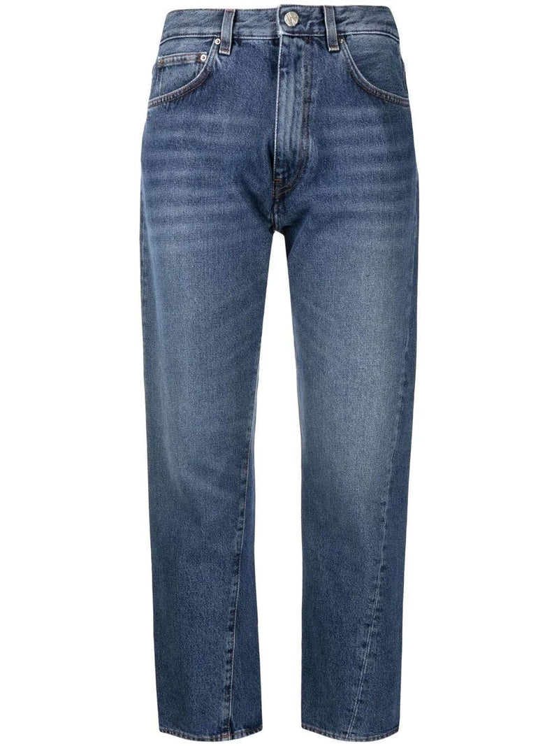 Jeans en algodón azul lavado con costuras laterale