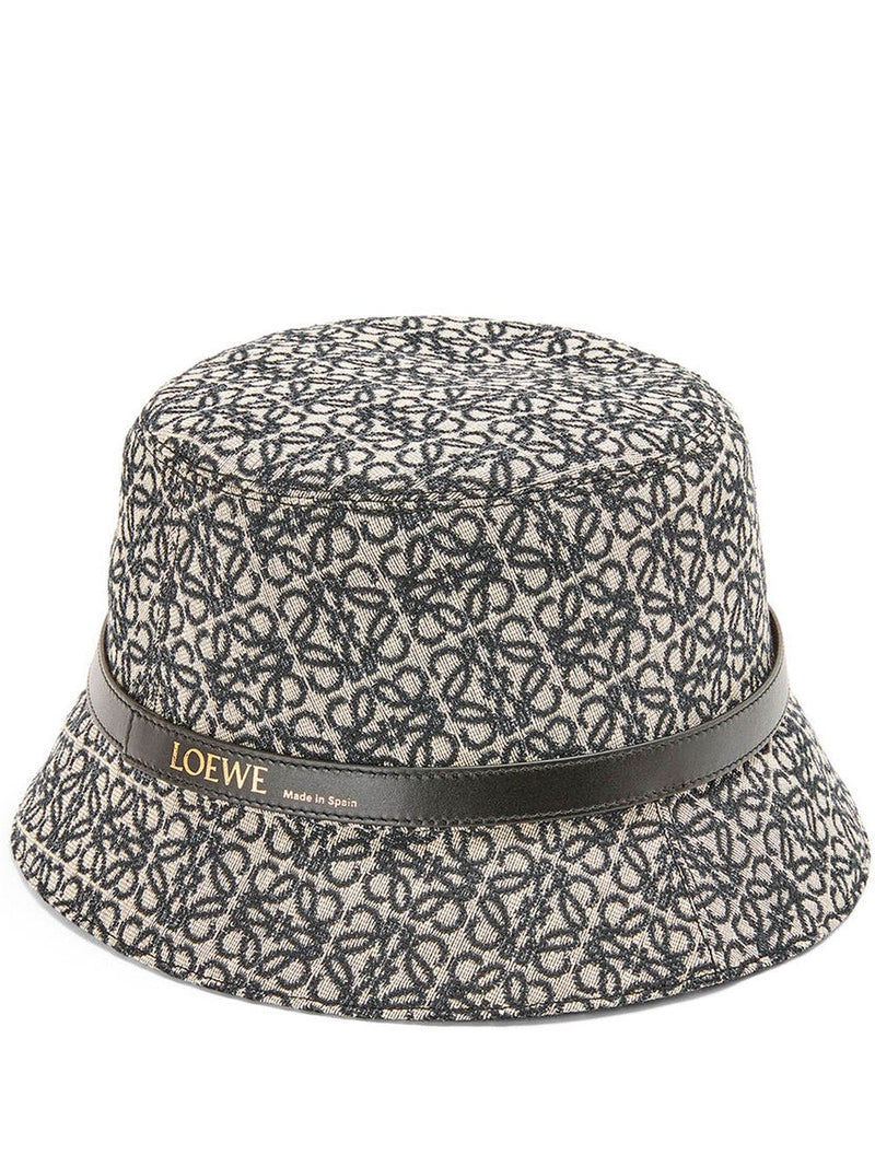 Sombrero de pescador en jacquard y piel de ternera